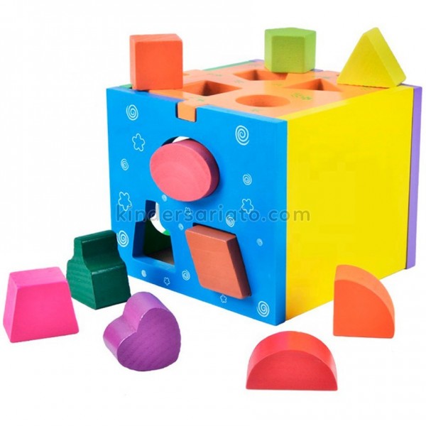 Alcancía cubo de figuras geométricas (Thirteen hole)