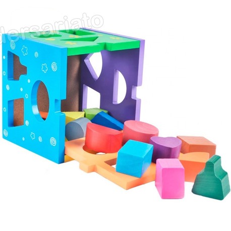 Alcancía cubo de figuras geométricas (Thirteen hole)