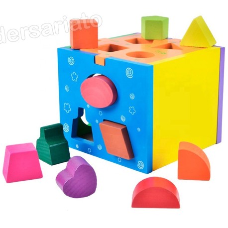 Alcancía cubo de figuras geométricas (Thirteen hole)