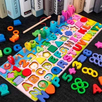 Tablero Montessori escalera de peces (Numeros y abecedario) 2