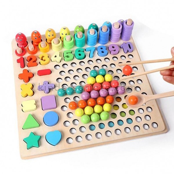 Tablero Montessori logaritmico (logarithmic plate with beads)