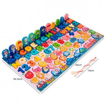 Tablero montessori 10 en 1 (Wooden alphabet number puzzle)