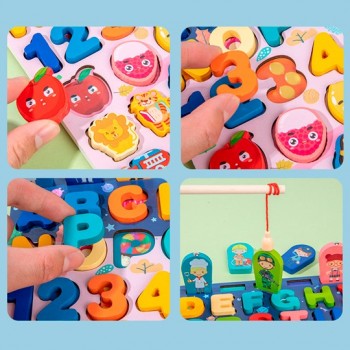 Tablero montessori 10 en 1 (Wooden alphabet number puzzle) 2