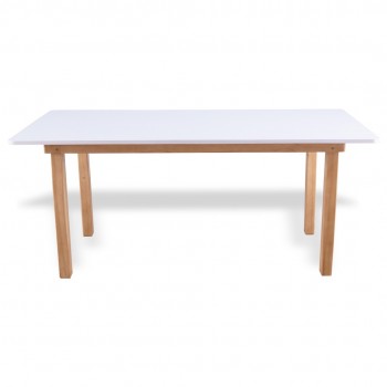 Mesa preescolar de madera (120 x 60 cm.) Blanca 2