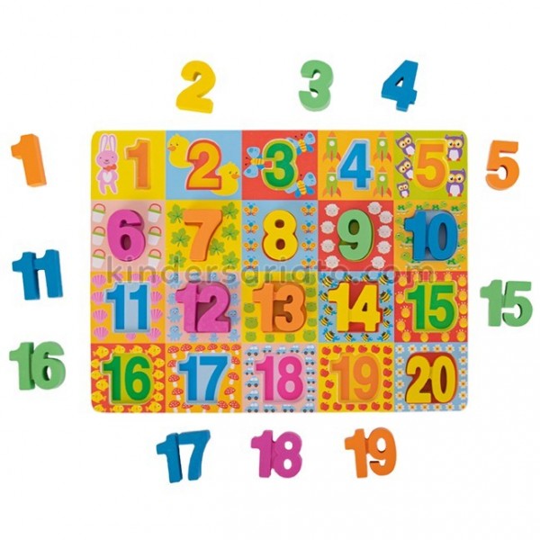 Encajable números en alto relieve x 20 piezas (1 - 20)