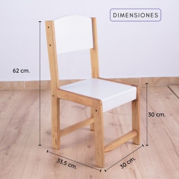 Silla preescolar de madera - Blanca 2