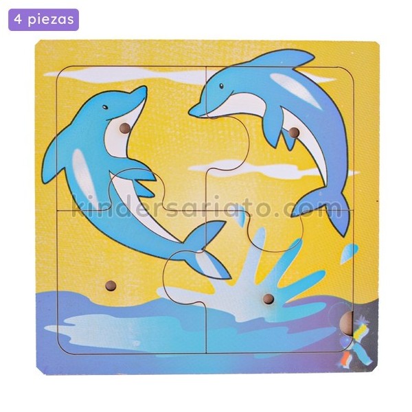 Rompecabezas encajable delfín (4 piezas)