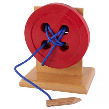 Boton de madera Montessori para coser