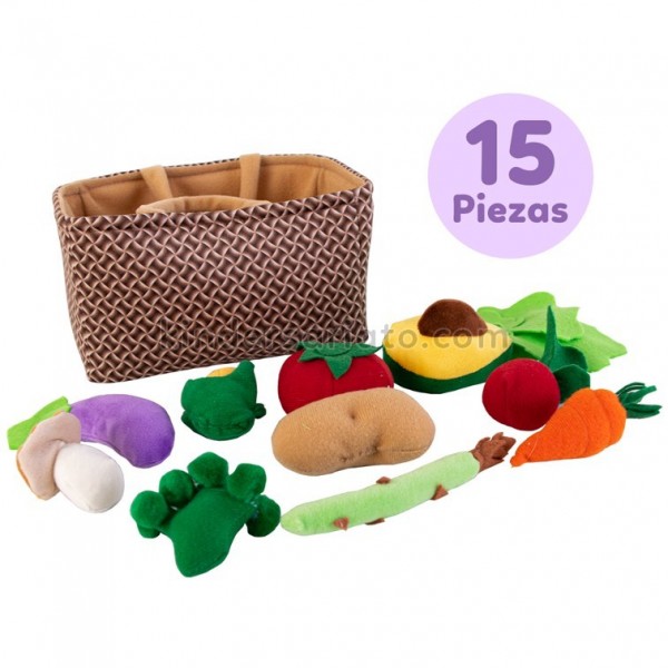 Canasta de vegetales - Cesta de felpa, cesta de picnic de peluche