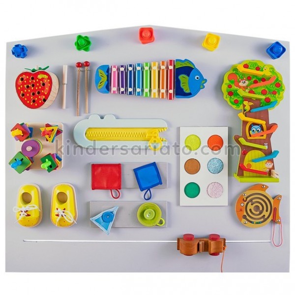 Panel sensorial Montessori (90 x 80) - Busy board, actividades de aprendizaje, habilidades motrices