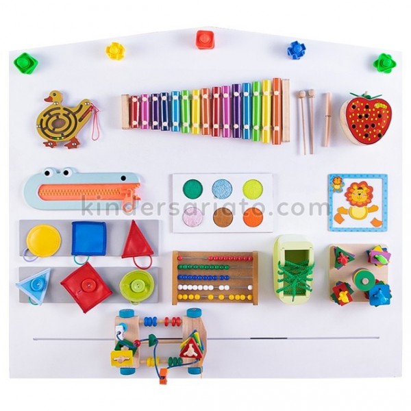Panel sensorial Montessori (100 x 90) - Busy board, actividades de aprendizaje, habilidades motrices