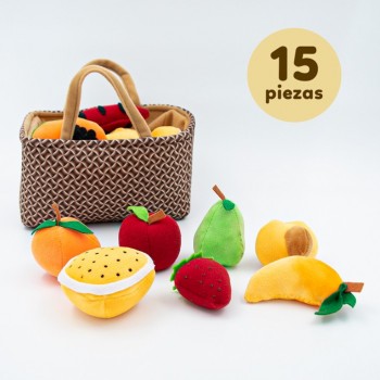 Canasta de frutas - Cesta de felpa, cesta de picnic de peluche