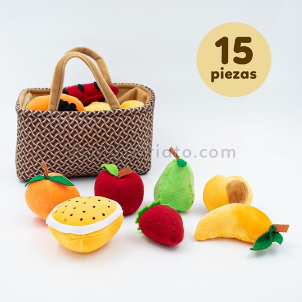 Canasta de frutas - Cesta de felpa, cesta de picnic de peluche