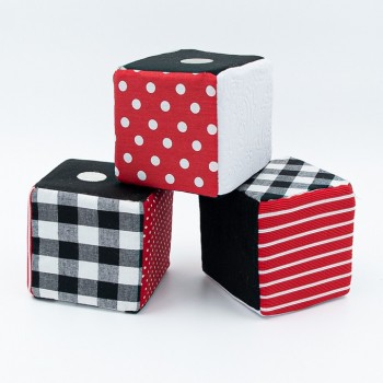 Dados suaves para apilar para bebés x 3 (Blanco, rojo y negro)