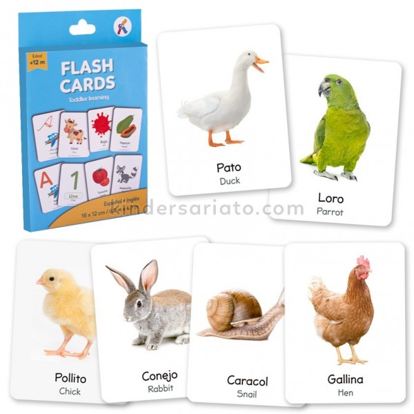 Flashcards animales domésticos - Imágenes reales, bilingüe
