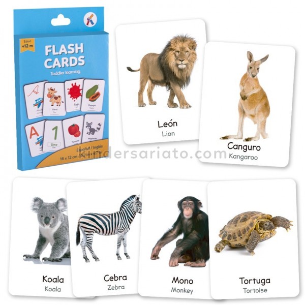 Flashcards animales salvajes - Imágenes reales, bilingüe