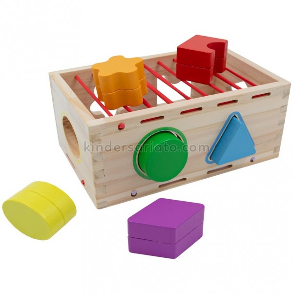 Caja de ligas y encajable para bebes - Clasificador de madera