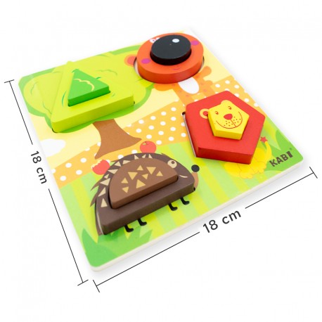 Encajable bloques solidos - Piezas de madera en alto relieve, figuras geométricas, coordinación ojo-mano