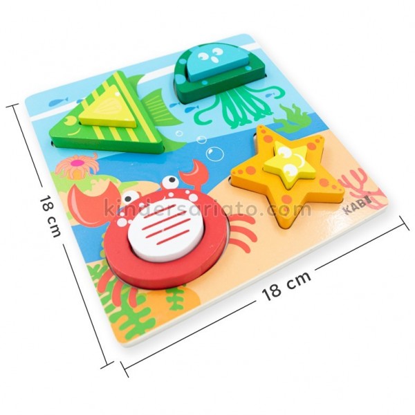 Encajable bloques solidos - Piezas de madera en alto relieve, figuras geométricas, coordinación ojo-mano