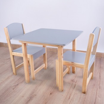 Kit mesa + 2 sillas (60 x 60 cm.) Gris 2