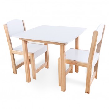 Kit mesa + 2 sillas (60 x 60 cm.) Blanca