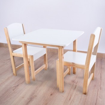 Kit mesa + 2 sillas (60 x 60 cm.) Blanca 2