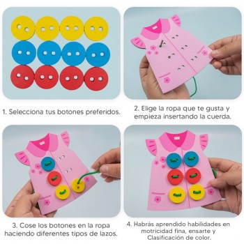 Paquete de figuras con cordones y botones - Ensarte,... 2