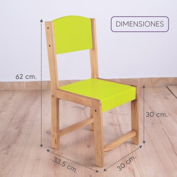 Silla preescolar de madera - Verde limón 2