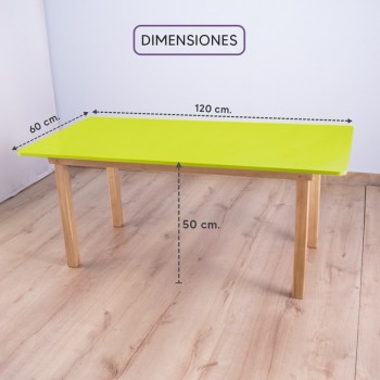 Mesa preescolar + 6 sillas en madera (120 x 60 cm.) Verde... 2