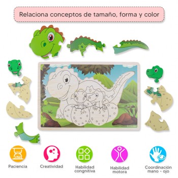 Rompecabezas alto relieve - Dino bebes 2