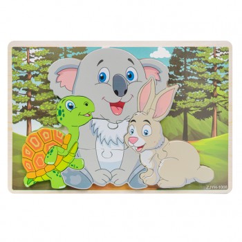 Rompecabezas alto relieve - Koala, tortuga y conejo