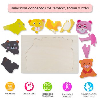 Rompecabezas alto relieve - Familia osos 2