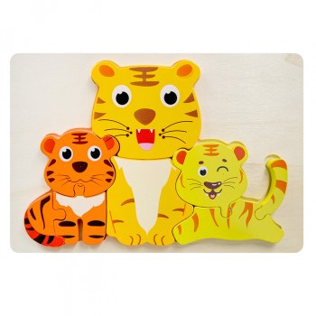 Rompecabezas alto relieve - Familia tigres