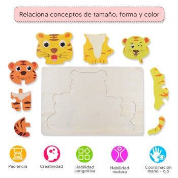 Rompecabezas alto relieve - Familia tigres 2