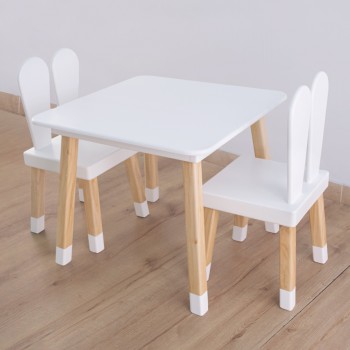 Mesa conejo + 2 Sillas (60 x 60 cm.) Blanca 2
