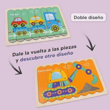 Rompecabezas palitos de helado - Trailer y excavador 2