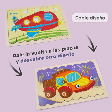 Rompecabezas palitos de helado - Volqueta y avión