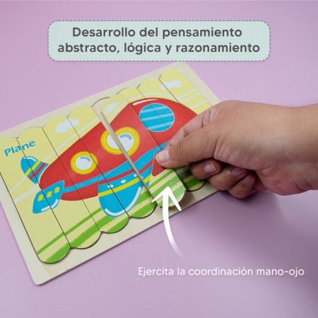 Rompecabezas palitos de helado - Volqueta y avión