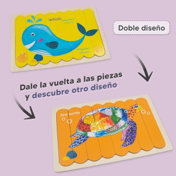 Rompecabezas palitos de helado - Tortuga y ballena 2