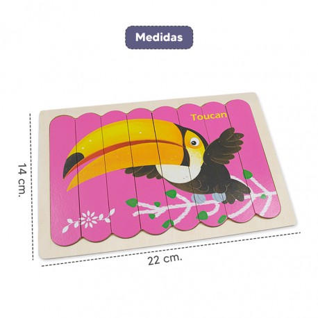 Rompecabezas palitos de helado - Oso y Tucán