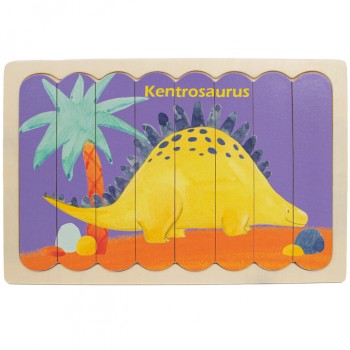 Rompecabezas palitos de helado - Velociraptop y Kentrosaurus