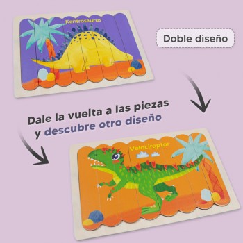 Rompecabezas palitos de helado - Velociraptop y Kentrosaurus 2