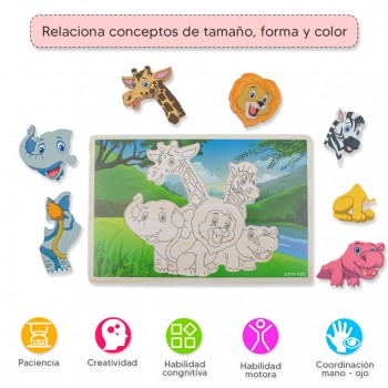 Rompecabezas alto relieve - Animales salvajes 2