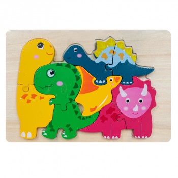 Rompecabezas alto relieve - Familia dinosaurios