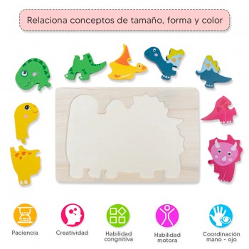 Rompecabezas alto relieve - Familia dinosaurios 2