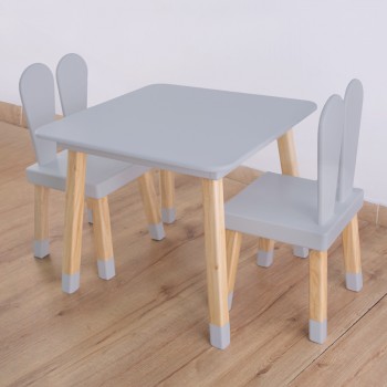 Mesa conejo + 2 Sillas (60 x 60 cm.) Gris 2