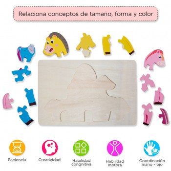 Rompecabezas alto relieve - Familia caballos 2
