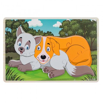 Rompecabezas alto relieve - Gato y perro