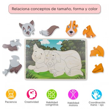 Rompecabezas alto relieve - Gato y perro 2