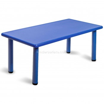 Mesa rectangular plástica azul - altura regulable